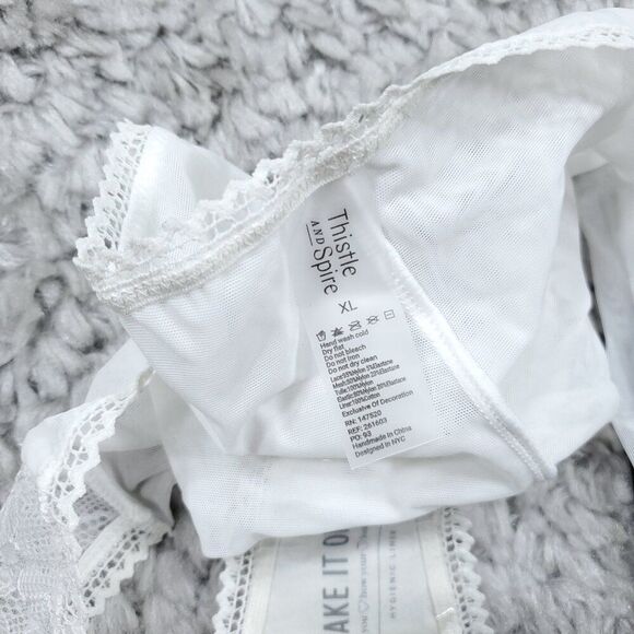 Thistle and Spire Eyelash Lace Mirage Thong Ivory White Size XL 261603 Sheer - Picture 6 of 7